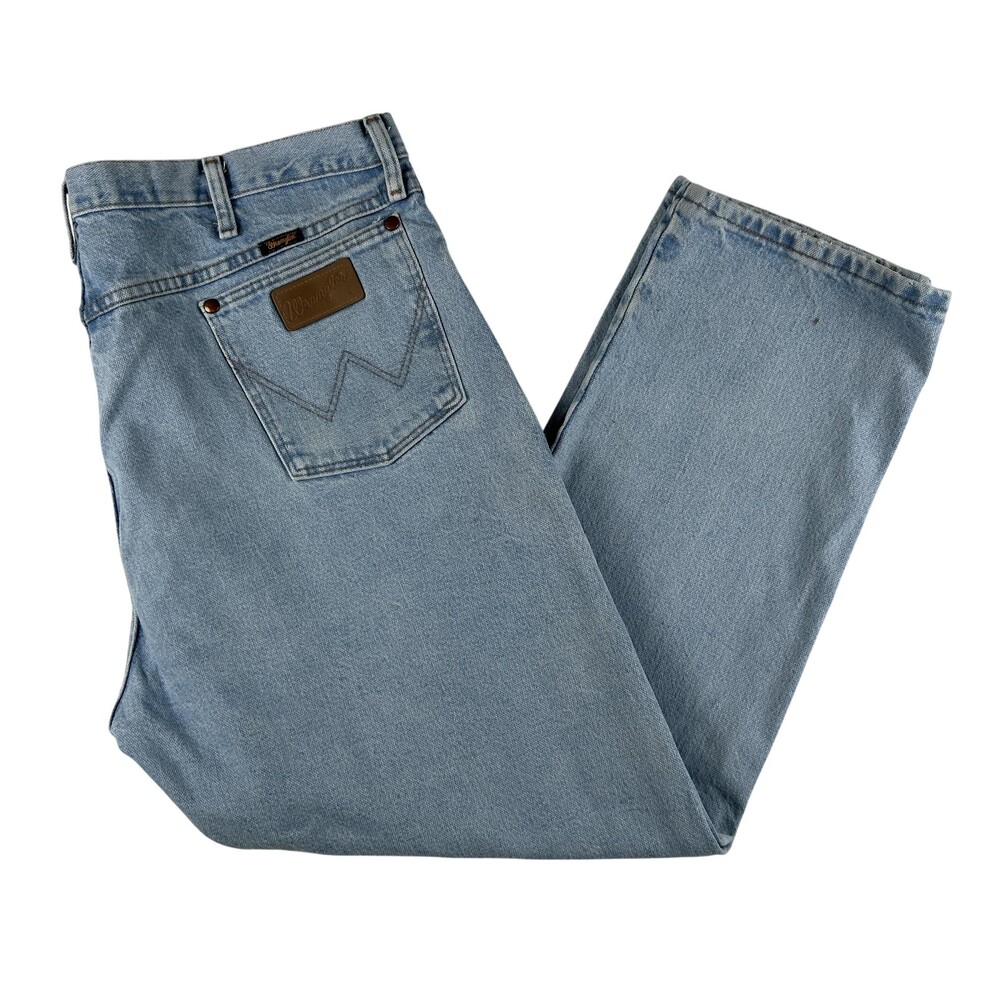 Wrangler Cowboy Cut Jeans Mens 42x30 Light Wash Straight Zip Fly 13MWZGH Grunge